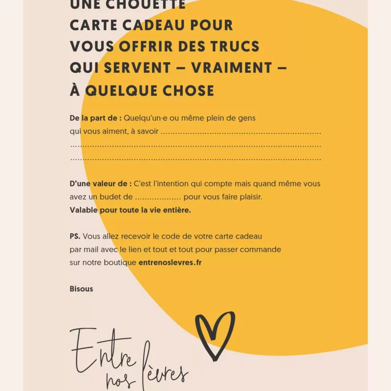 Carte cadeau Entre nos lèvres